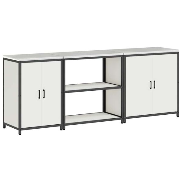 vidaXL Set di Stoccaggio per Cucina Altro 3 pcs Bianco Acciaio