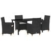 vidaXL Set da Pranzo per Giardino 5 pz Nero polyrattan