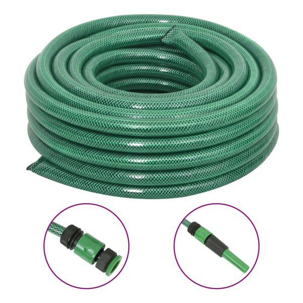 vidaXL Set Tubo da Giardino con Raccordi Verde 0,75" 20 m in PVC