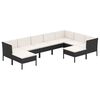 vidaXL Set Divani da Giardino 9 pz con Cuscini in Polyrattan Nero