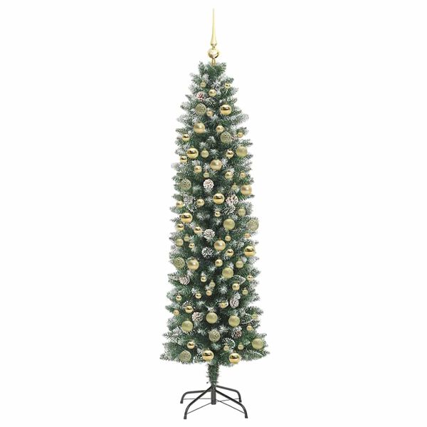 vidaXL Albero di Natale Artificiale Sottile Verde e Bianco 180 cm