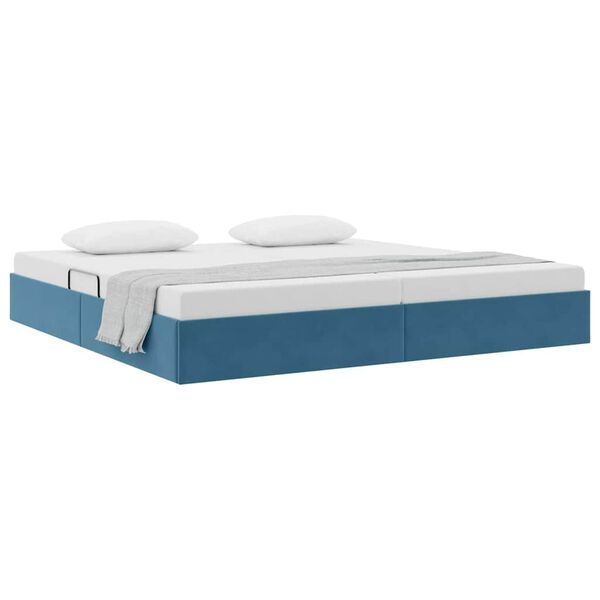 vidaXL Letto con Contenitore Blu Scuro 200 x 200 cm Velluto