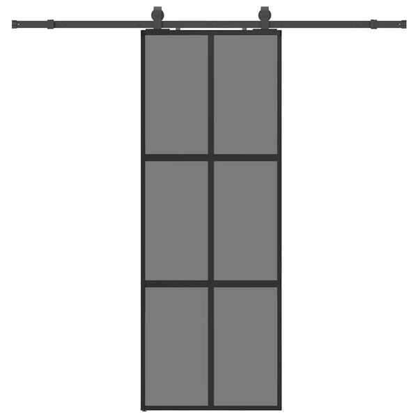 vidaXL Porta Scorrevole Set Ferramenta Nera 76x205 cm Vetro Temperato