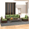 vidaXL Set Divani da Giardino 5 pz con Cuscini in Polyrattan Marrone