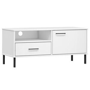 vidaXL Mobile TV con Gambe Metallo Bianco Legno Massello di Pino OSLO