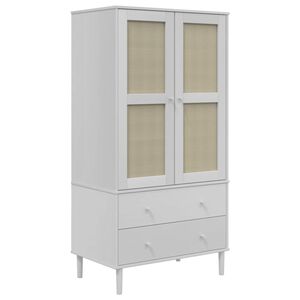 vidaXL Armadio SENJA Aspetto Rattan Bianco 90x55x175 cm Massello Pino