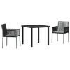 vidaXL Set da Pranzo per Giardino 3 pz Nero Rattan in PE
