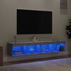 vidaXL Mobili TV con Luci LED 2pz Grigio Cemento 80x30x30 cm
