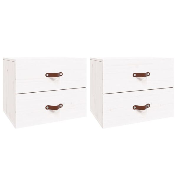 vidaXL Comodini a Muro 2 pz Bianchi 50x36x40 cm