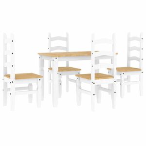 vidaXL Set da Pranzo 5 pz Panama Bianco in Legno Massello di Pino