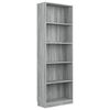 vidaXL Libreria 5 Ripiani Grigio Sonoma 60x24x175 cm Legno Multistrato
