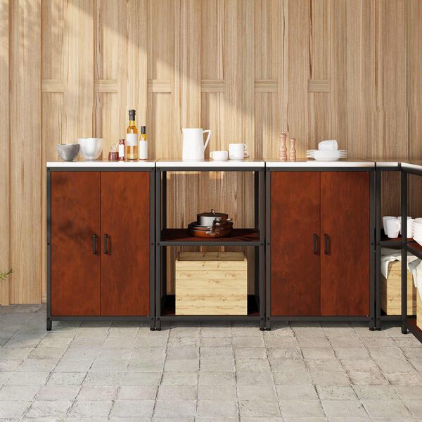 vidaXL Set di Stoccaggio per Cucina con lo scaffale 3 pcs Ruggine