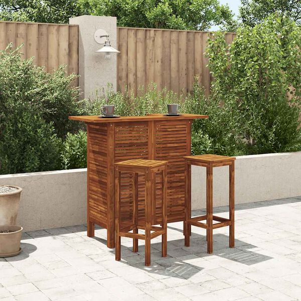 vidaXL Set da Bar per Giardino 3 pz in Legno Massello di Acacia