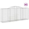 vidaXL Cesti Gabbioni ad Arco 5 pz 300x50x120/140 cm Ferro Zincato