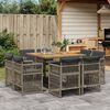 vidaXL Set da Pranzo da Giardino 9 pz con Cuscini in Polyrattan Grigio