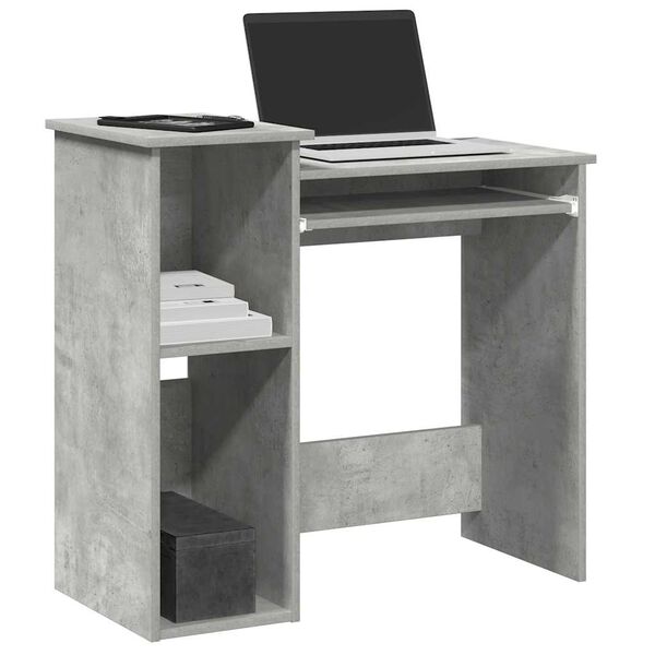 vidaXL Scrivania Mensole Grigio Cemento 84x40x78 cm Legno Multistrato