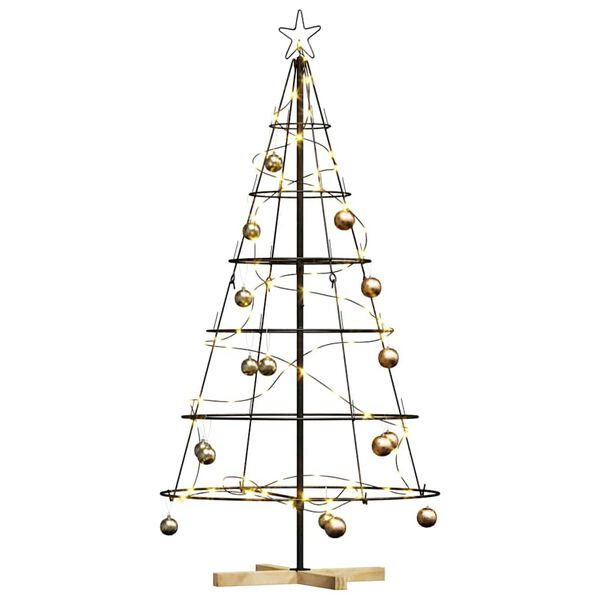 vidaXL Albero a Cono di Natale con supporto Nero 150 cm Acciaio