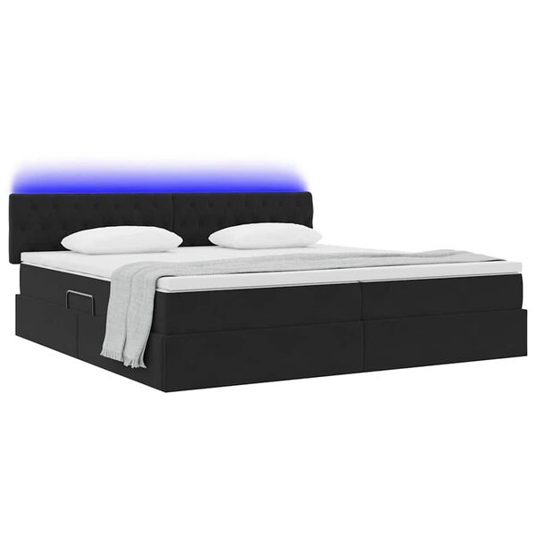 vidaXL Letto con contenitore e LED con led Nero 200 x 200 cm Velluto