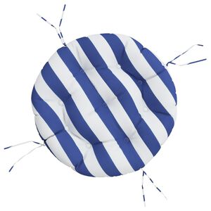 vidaXL Cuscino Rotondo Righe Blu Bianche &Oslash; 60x11 cm in Tessuto Oxford