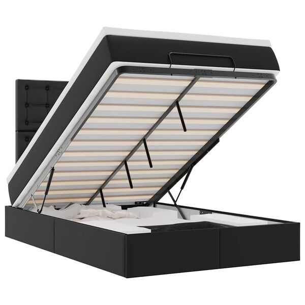 vidaXL Struttura Letto Pouf con Materasso Nero 120x200 cm Similpelle