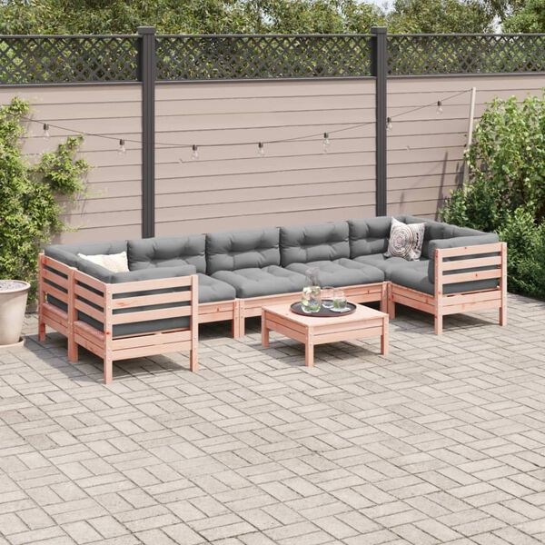 vidaXL Set Divani da Giardino 8 pz con Cuscini Massello Abete Douglas