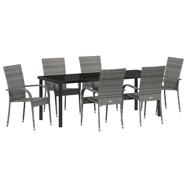 vidaXL Set da Pranzo per Giardino 7 pcs Grigio