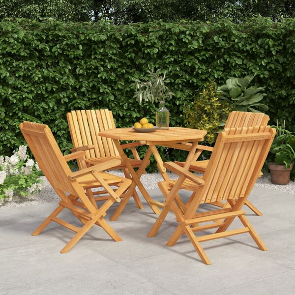 vidaXL Set da Pranzo per Giardino 5 pz in Legno Massello di Teak