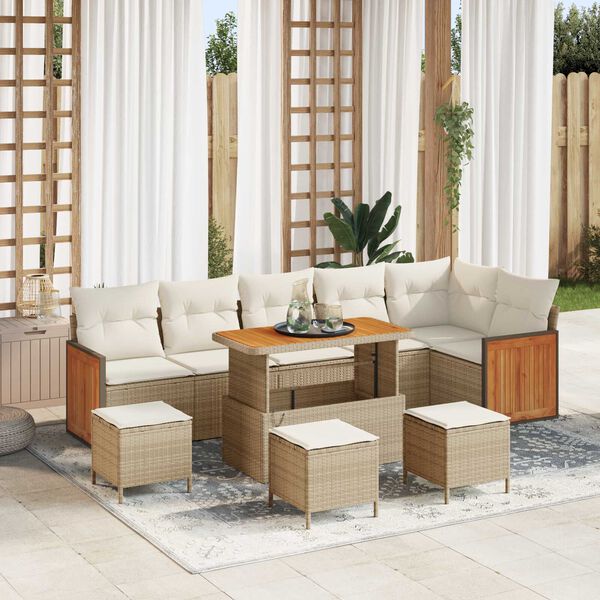 vidaXL Set Divano da Giardino 12 pcs Beige e Crema polyrattan