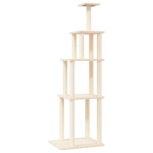 vidaXL Albero per Gatti con Tiragraffi in Sisal Crema 183 cm
