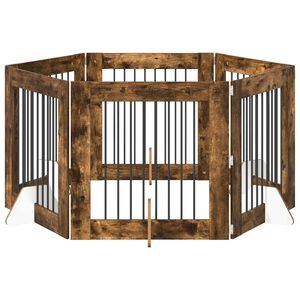 vidaXL Cancello per cani con supporti 6 pcs Rovere Fumo 80 x 80 cm