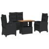 vidaXL Set da Pranzo da Giardino 4 pz con Cuscini Nero in Polyrattan
