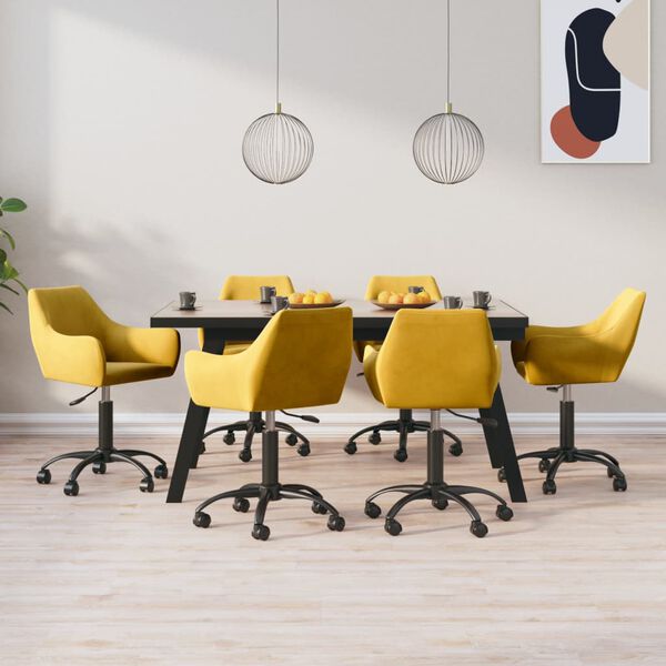 vidaXL Sedie da Pranzo Girevoli 6 pz Giallo Senape in Velluto