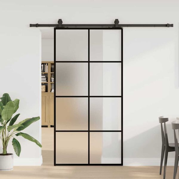 vidaXL Porta Scorrevole con Ferramenta Nera 102,5x205 cm in Vetro ESG