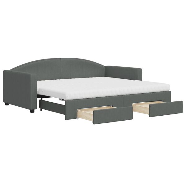vidaXL Divano Letto Estraibile Cassetti Grigio Scuro 90x190cm Tessuto