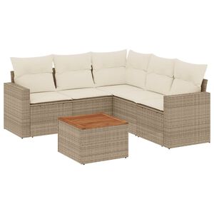 vidaXL Set Divano da Giardino 6 pz con Cuscini Beige in Polyrattan