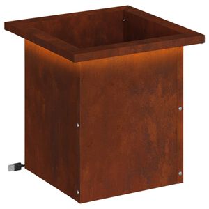 vidaXL Fioriera da giardino con LED Ruggine 30 x 30 x 30 cm