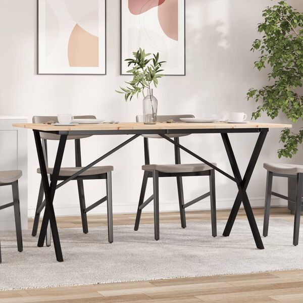 vidaXL Tavolo da Pranzo Telaio a X 160x80x75 cm Legno Pino e Acciaio