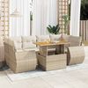 vidaXL Set Divani da Giardino 7 pz con Cuscini Beige in Polyrattan
