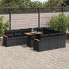 vidaXL Set Divani da Giardino 11 pz con Cuscini Polyrattan Acacia Nero