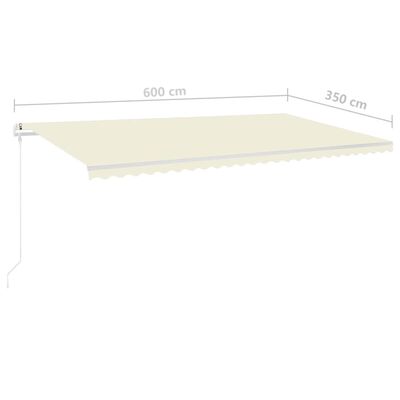 vidaXL Tenda da Sole Retrattile Manuale con LED 6x3,5 m Crema