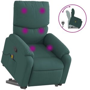 vidaXL Poltrona Alzapersona Massaggiante Verde Scuro in Tessuto