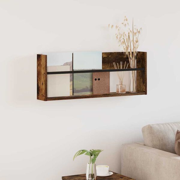 vidaXL Scaffale per riviste Rovere fum&eacute; 80 x 12 x 30 cm