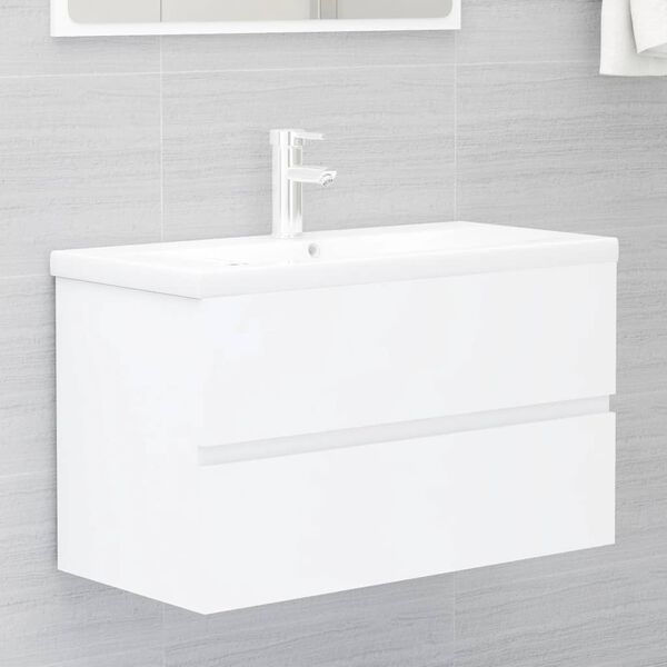 vidaXL Mobile con Lavabo Integrato Bianco in Legno Multistrato