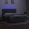 vidaXL Letto a Molle Materasso e LED Grigio Scuro 160x200cm in Tessuto