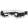 vidaXL Set Divani da Giardino 14 pz con Cuscini in Polyrattan Nero