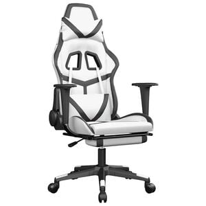 vidaXL Sedia da Gaming Massaggio Poggiapiedi Bianco e Nero Similpelle