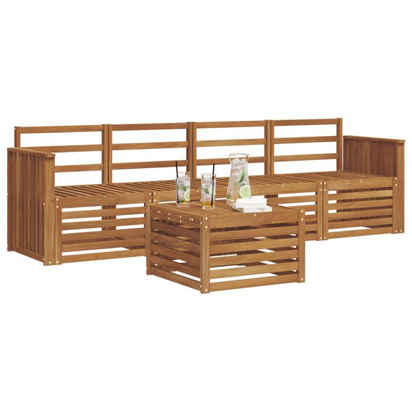 vidaXL Set divani 5 pcs Naturale Legno di Acacia Massello