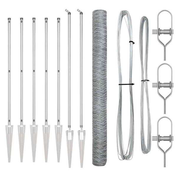 vidaXL Palo della recinzione Argento 10 x 1,5 m (50 mm rete) Acciaio