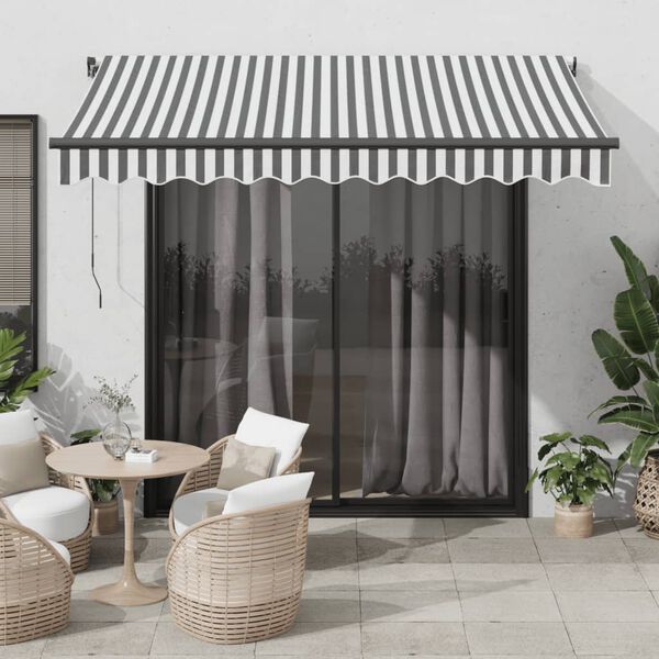 vidaXL Tenda da Sole Retrattile Manuale Antracite e Bianco 300x250 cm