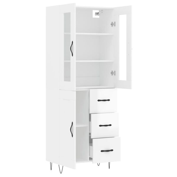 vidaXL Credenza Bianco Lucido 69,5x34x180 cm in Legno Multistrato